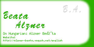 beata alzner business card